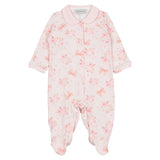 Monnalisa Pink Jumpsuit With Bows And Roses