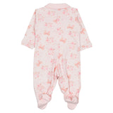 Monnalisa Pink Jumpsuit With Bows And Roses