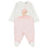 Monnalisa Ivory & Pink Puppy Dog Babygrow