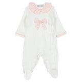 Monnalisa White & Peach Pink Babysuit Set