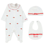 Monnalisa White Jumpsuit Set With Floral Details,