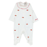 Monnalisa White Jumpsuit Set With Floral Details,