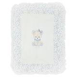Monnalisa Ivory & Blue Floral Teddy Blanket