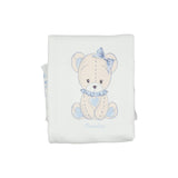 Monnalisa Ivory & Blue Floral Teddy Blanket