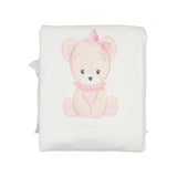 Monnalisa Ivory & Pink Floral Teddy Blanket
