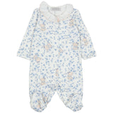 Monnalisa Ivory & Blue Floral Babygrow With Teddy Bears