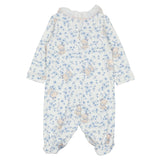 Monnalisa Ivory & Blue Floral Babygrow With Teddy Bears