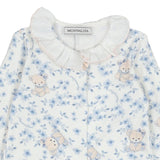Monnalisa Ivory & Blue Floral Babygrow With Teddy Bears
