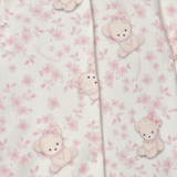 Monnalisa Ivory & Pink Floral Babygrow With Teddy Bears