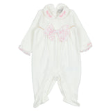 Monnalisa Ivory & Pink Bow Babygrow