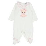 Monnalisa Ivory & Pink Teddy Bear Print Babysuit Set