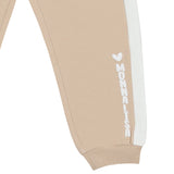 Monnalisa Beige Joggers With Stripes And Logo