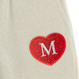 Monnalisa White Joggers With A Rhinestone Heart