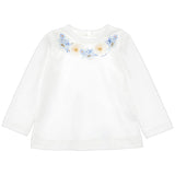Monnalisa White Cotton Floral T-Shirt