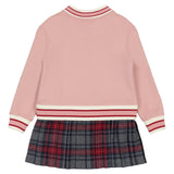 Dolce & Gabbana Peach V-neck plaid-skirt dress