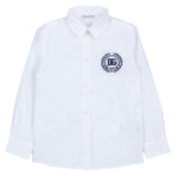 Dolce & Gabbana White Shirt with Embroidered DG Crest