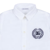 Dolce & Gabbana White Shirt with Embroidered DG Crest