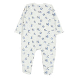Moncler White & Blue Teddy Bear Logo Print Footie Set