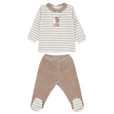 iDO Brown Sleepsuit Set with embroidered bear