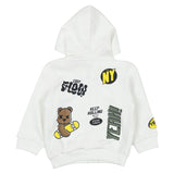 iDO White Logo Print Hoodie With zip opening