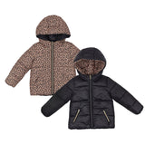 iDO Black Reversible Jacket With leopard print