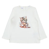 iDO White T-Shirt Set With rhinestones and flower appliques