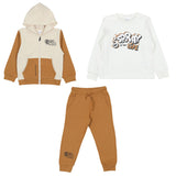 iDO White & Brown 3-piece Tracksuit Set