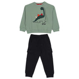 iDO Green Tracksuit Set With brontosaurus graphic Print