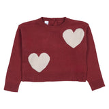 iDO Maroon Red Sweater with Heart Motifs