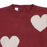 iDO Maroon Red Sweater with Heart Motifs