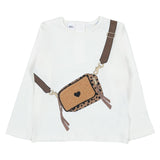 iDO White T-Shirt with Handbag Print