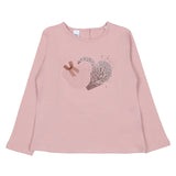 iDO Pink Cotton Diamante Heart T-Shirt