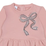 iDO Pink Dress with rhinestone bow applique