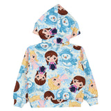 Mousse Blue Printed Sisterly Fun Zip-Up Hoodie