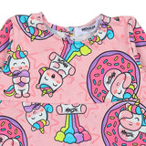 Mousse Pink Unicorn & Donut Print Dress
