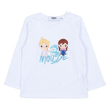 Mousse White Girl & Snowman Print Full Sleeve T-Shirt
