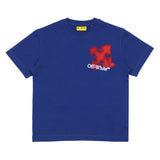 Off-White Blue T-Shirt with Yellow Spray Arrows Logo
