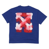 Off-White Blue T-Shirt with Yellow Spray Arrows Logo