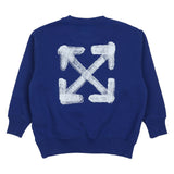 Off-White Navy Arrow Sponge Crewneck Logo Sweatshirt