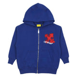 Off-White Blue Arrow Spray Zip Logo Hoodie
