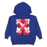 Off-White Blue Arrow Spray Zip Logo Hoodie