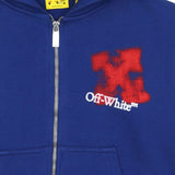 Off-White Blue Arrow Spray Zip Logo Hoodie