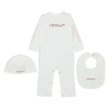 Off-White White Big Bookish Logo & Diagonal Print Romper Set