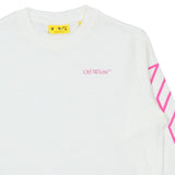 Off-White White Diag Outline Flock Full Sleeve T-Shirt