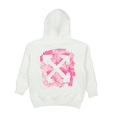 Off-White White Painted Pink Arrow Logo Hoodie