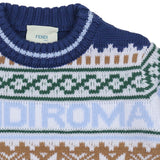Fendi Blue Printed Fair Isle Pattern Sweater