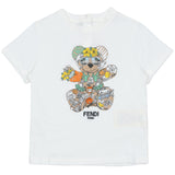 Fendi White Jersey T-Shirt With Multicolour Print