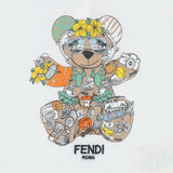 Fendi White Jersey T-Shirt With Multicolour Print