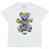 Fendi White Crewneck Bear-Print T-Shirt
