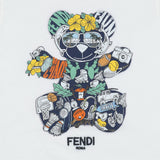 Fendi White Crewneck Bear-Print T-Shirt